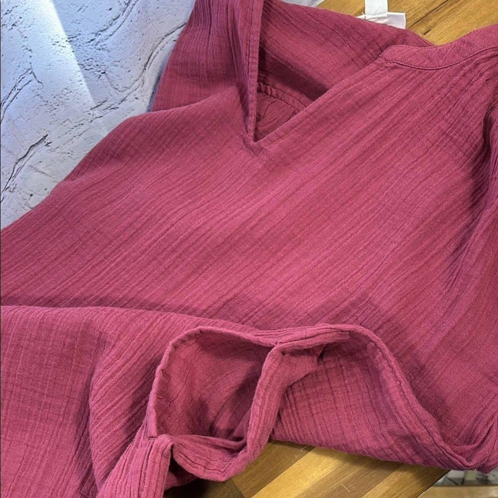 Pure Jill Dusty Rose Cotton V-Neck Dress Size Small - Picture 8 of 10